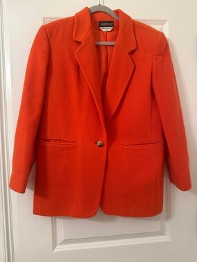 Jones New York Orange Single-Button Wool-Blend Blazer